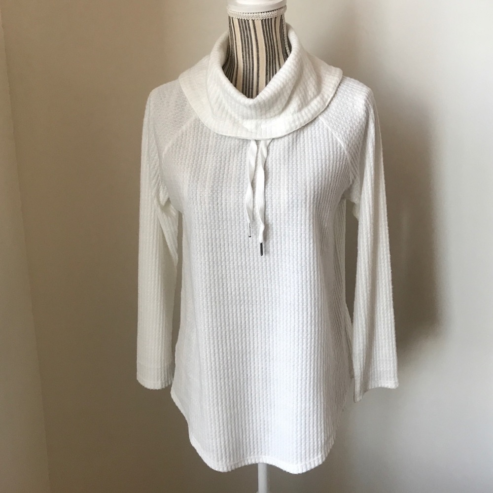 White Cowl Neck Pullover Top - Picture 2 of 8